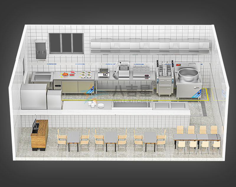 牛羊肉燉湯店湯粉面粥店廚房工程3d效果圖