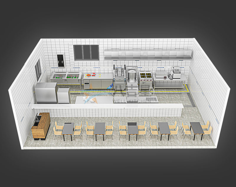 精品粉面店湯粉面粥店廚房工程3d效果圖