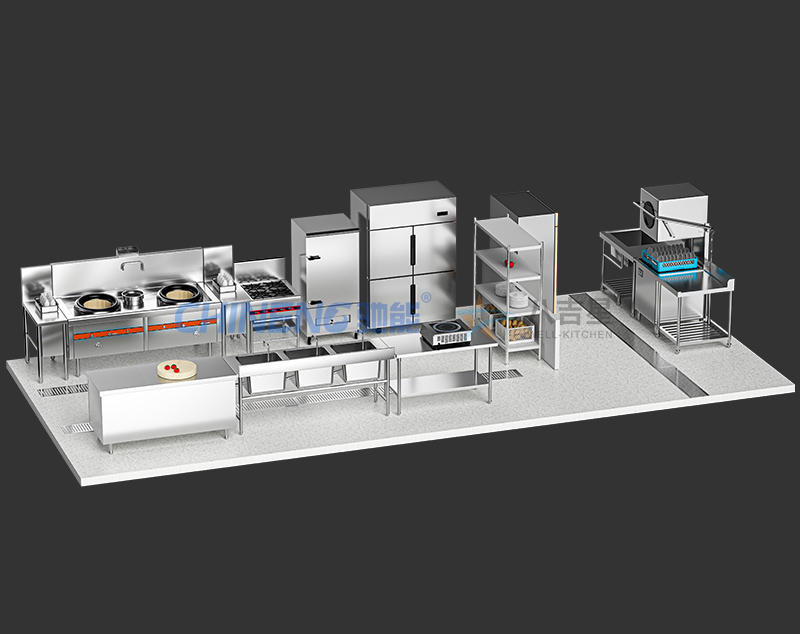 中型中餐廳中餐廳廚房工程3d效果圖